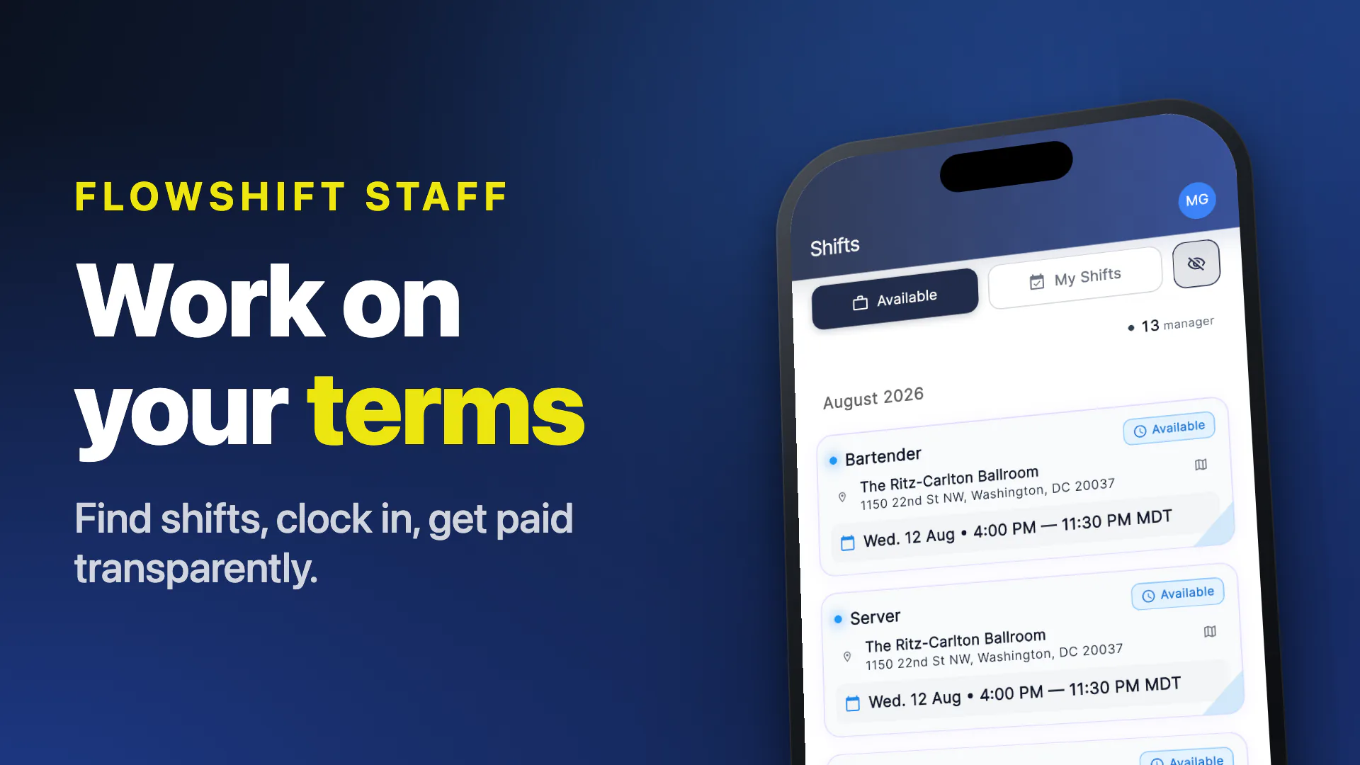 FlowShift Staff app