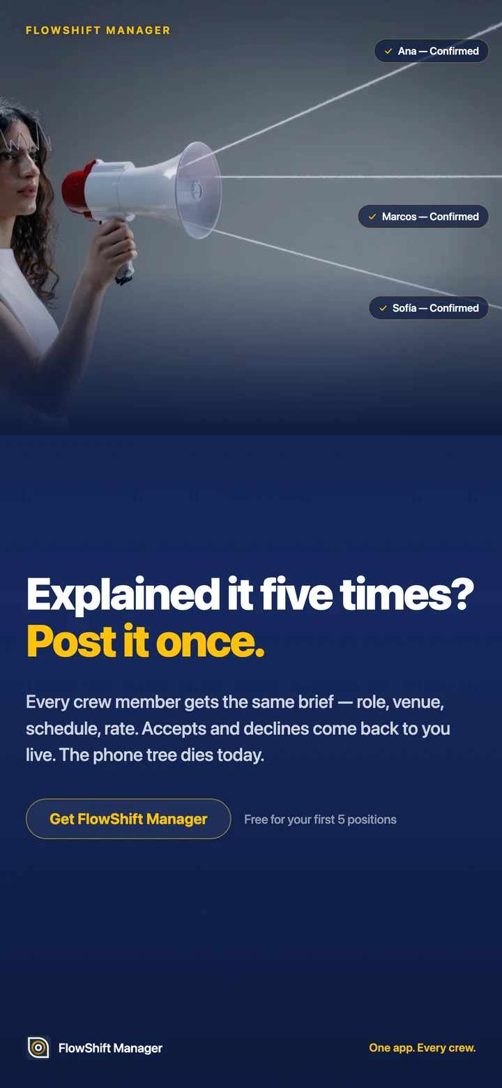 Explained it five times? Post it once — accepts and declines come back to you live