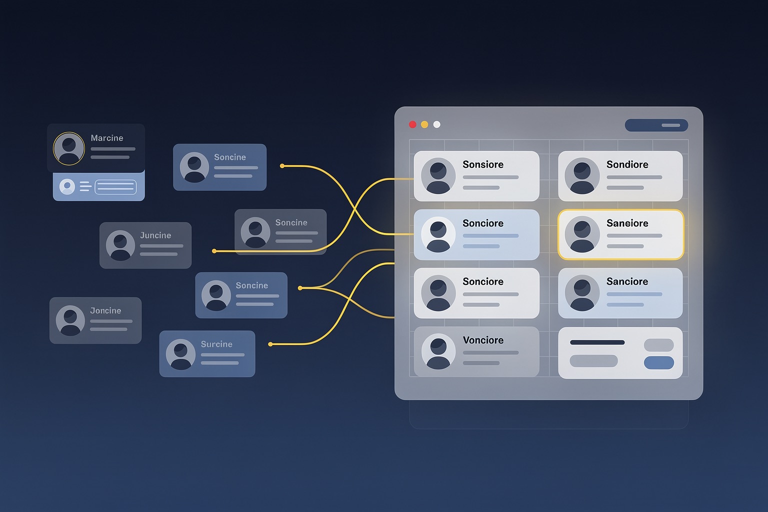 Staff profiles flowing into one centralized dashboard