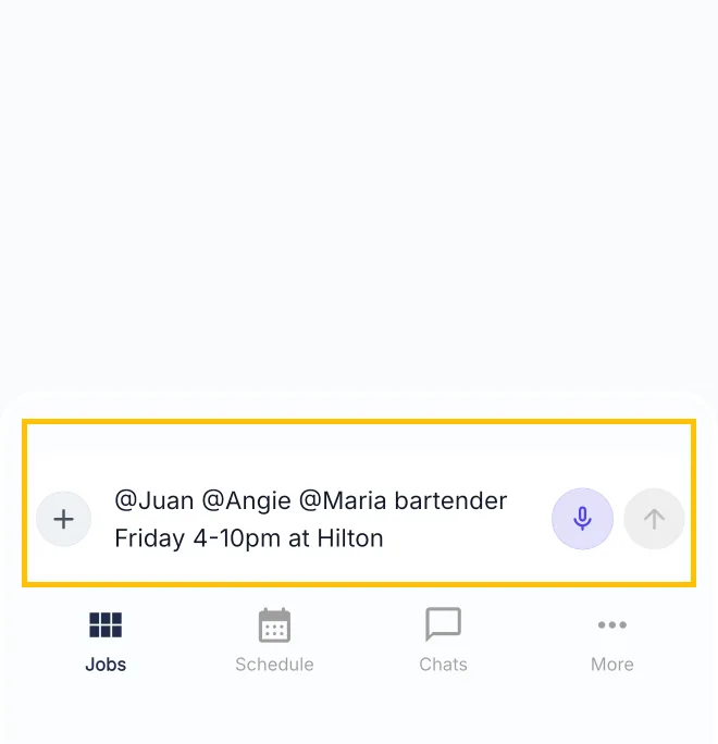 FlowShift Manager Jobs screen with the Ask flow.ai chatbox highlighted by a gold square