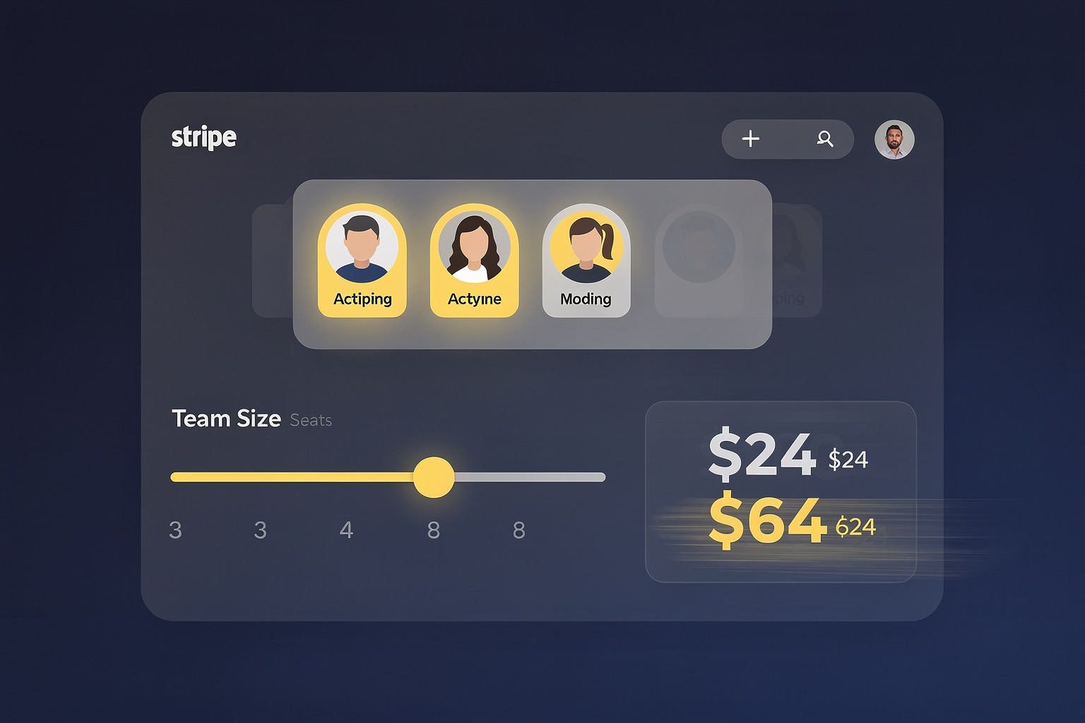 Team size slider adjusting per-seat pricing dynamically